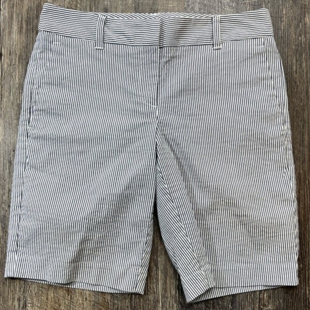 ANN TAYLOR Factory Blue White Pin-Striped Bermuda Shorts Size 4